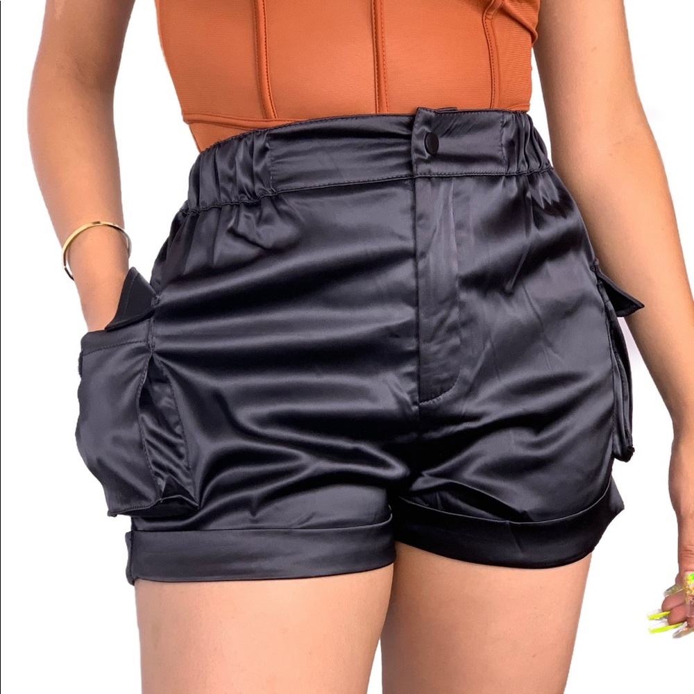 Satin cargo shorts